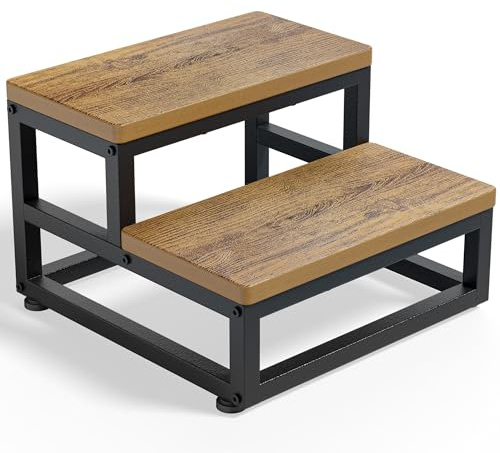 Marchepied à 2 marches robuste pour adultes et enfants, imperméable, en polyéthylène haute densité avec pieds antidérapants réglables et bords arrondis, utilisation par tous les temps, pour cuisine