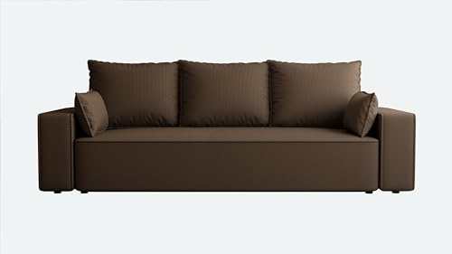 4ALL HOME Sofa mit Schlaffunktion Veno 242x95 cm - Couch - Sofa mit Bettkasten - 3 Sitzer - Schlafsofa - Schlafsofa mit Bettkasten - Cord - Wohnzimmer (Onega 03 Braun)