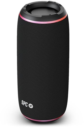 SPC Orbital Glow – Altavoz Bluetooth Potente 25W portátil | Luz LED 360° Multicolor | 20h de batería | IPX6 Resistente al Agua | True Wireless | USB, microSD y Jack 3.5mm | Diseño Tubo con asa