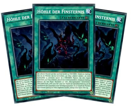 Höhle der Finsternis - Playset (3 Karten) - EGS1-DE032 - Common - 1. Auflage - Deutsch - Yugioh - Egyptian God Deck: Slifer the Sky Dragon - mit RC-Fieldcenter