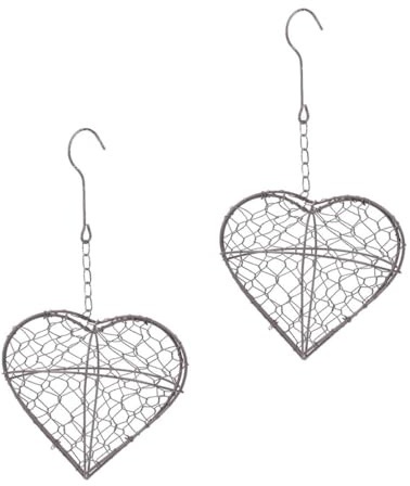 KONTONTY Herzförmiger Hängekorb Blumentopf aus Eisen 2 Stück Silber | Retro Stil, zum Aufhängen oder Stellen, für Grünpflanzen und Trockenblumen