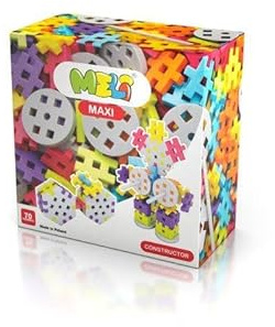 Meli Maxi Constructor Bausteine Set – 70 Teile, Räder, Achsen, Sechsecke, für Kinder ab 1 Jahr, fördert Kreativität und Feinmotorik, langlebig, BPA-frei, CE-Zertifiziert