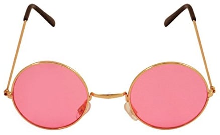 Fancy Dress Glasses Beer Pink Hippie Or Goggle Nerd Adults Fun Party Accessory (Pink Glasses)