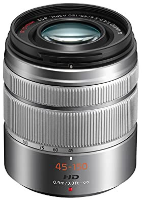 Panasonic Lumix 45-150mm F4.0-5.6 | Objectif Téléphoto H-FS45150E-S (Zoom Puissant, Stabilisé, equiv. 35mm : 90-300mm) Silver – Compatible monture Micro 4/3 Panasonic & Olympus