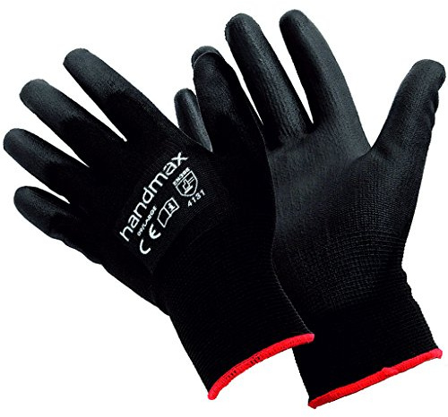 HANDMAX ATLANTA BLACK PU GLOVE (PUGGY) MECHANICS/ENGINEERS LARGE (9) 12 PAIRS
