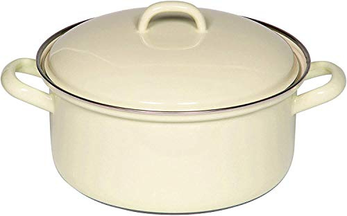 Riess Kasserolle mit Chromrand, Gemüsetopf, mit 2 Griffen, Ø 16 cm, 1 l, gelb