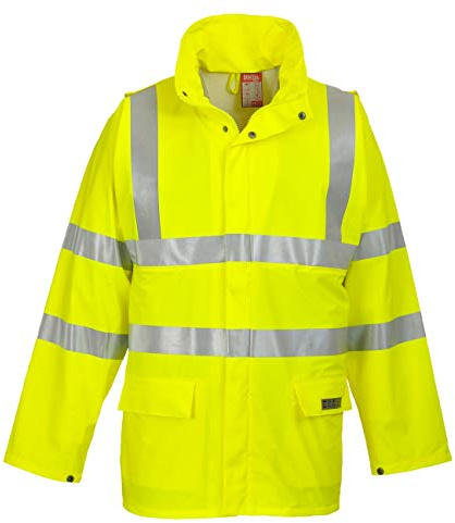 Portwest FR41 Sealtex Flame Hi-Vis FR Jacket Long Sleeve Studded Storm Flap | Yellow, Small, EN ISO 20471 Class 3, EN 1149-5, EN 343, Waterproof with Welded Seams, Secure Storage, European Zip, 2 Pockets