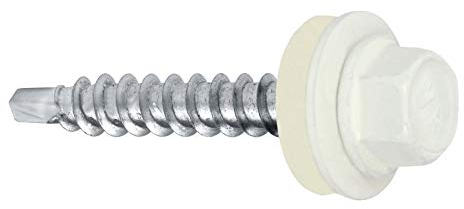 Lot de 250 vis trapézoïdales pour toit 4,8 x 35 mm – RAL : 9010 (blanc pur)