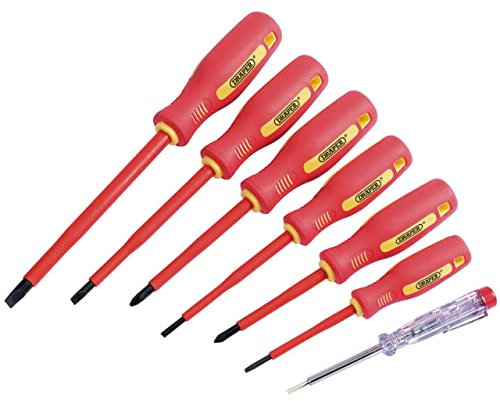 Draper 46540 Fully Insulated Screwdriver Set with Mains Tester, Set of 7