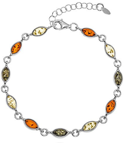 Copal Damen Armband Mit Echtem Bernstein Multicolor Natur Und Sterling Silber