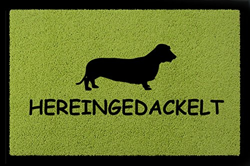Interluxe FUSSMATTE Geschenk HEREINGEDACKELT Hund Tierisch Schmutzmatte Grün