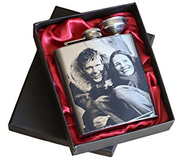 FLACHMANN SET EDELSTAHL 7 OZ 200 ML MIT EINSEITIGER GRAVUR, FOTOGRAVUR WUNSCHTEXT WUNSCHGRAVUR IN GESCHENKBOX