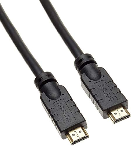 PremiumCord 4K High Speed HDMI 1,4 M/M Kabel Mit Verstärker, 10,2 Gbit/s, 4K@30Hz Video Kompatibel, Full HD 1080p, Deep Color, 3D, ARC, HDR, Dolby TrueHD, Vergoldete Anschlüsse, Schwarz, 30 m