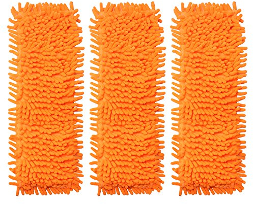 Accessotech Limpiador extensible de microfibra para fregona de suelo de madera laminada en seco (3 cabezales de repuesto naranja)