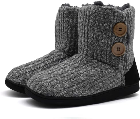 KuaiLu Zapatillas Casa Bota Mujer Invierno Peluche Pelo Cerradas Pantuflas | Calientes Espuma de Memoria Comodas Antideslizante Interior Botines