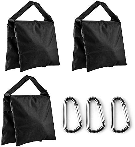 Fotover Sandsack Fotografie Studio Video Heavy Duty Sandsack Sand Tasche for Fotostudio Licht Stehen Boom Arm Kamera Stativ mit Haken,3 Pack(Schwarz)