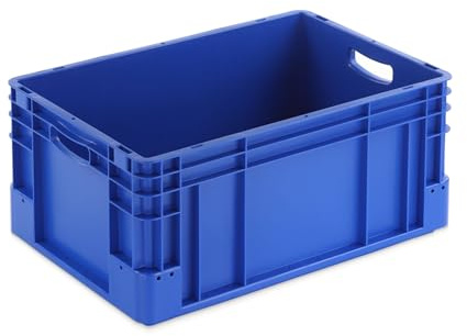 DieBoxfabrik Stabile Eurobox 60x40x27cm Made in Germany | Eurobehälter in verschiedenen Höhen & Farben | Stapelbox ideal für Ordnung, Transport & Lager | Premium Qualität (270 mm, blau)