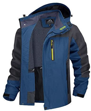 TACVASEN Softshelljacke Herren Wasserdicht Windjacke Leicht Regenjacke Fahrrad Übergangsjacke Outdoorjacke Trekkingjacke Atmungsaktiv Funktionsjacke Outdoor Wanderjacke (L, Denim Blau)