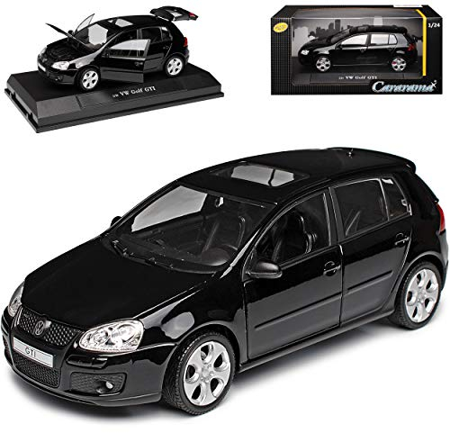 Cararama Volkwagen Golf V G-T-I Schwarz 5 Türer 2003-2008 1/24 Modell Auto mit individiuellem Wunschkennzeichen