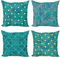 ABAKUHAUS Abstrakt Dekokissen Kissenbezug 4 er Pack, Aquarell Oriental Squama, Modern Accent Doppelseitiger Digitaldruck, 60 x 60 cm, Ceil Blau