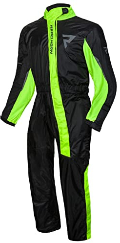 REBELHORN Unisex Travel Suit Motorrad Regenanzug, Schwarz/Fluo Gelb, L EU