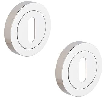 1 Set - 50 mm Escutcheon Euro Lock Keyhole Cover for Protecting Your Door from Key Marks & Scratches - Screws Included - Chrome Finish - Designer Levers