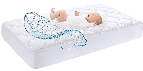 Yoofoss Baby Matratzenschoner wasserdichte Spannbettlaken 60x120 cm Spannbetttuch Matratzenauflage Atmungsaktiv Bettlaken Laken für Beistellbett weiß