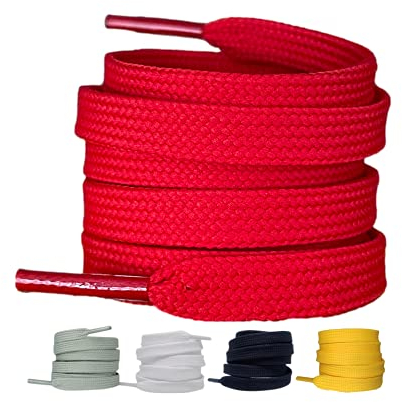 LaceHype 2 Paar Premium Schnürsenkel flach [10 mm breit ] LC1 reißfest Schuhbänder Ersatz Shoelaces aus Polyester für Sneaker, Sportschuhe, Laufschuhe, Turnschuhe (Rot, 180)