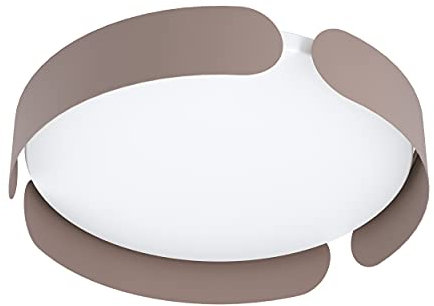 EGLO LED Deckenleuchte Valcasotto, 1 flammige Deckenlampe minimalistisch, Wohnzimmerlampe aus Metall in Mokka, Kunststoff in Weiß, LED Schlafzimmerlampe warmweiß