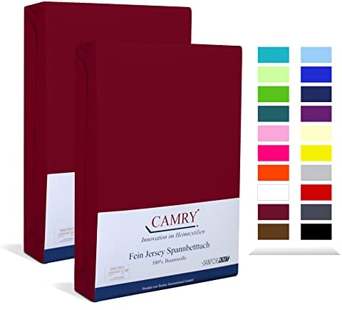 Camry Spannbettlaken 2er-Set 90x200cm - 100x200cm Bordeaux Baumwolle Bettlaken Jersey Spannbetttuch Oeko-Tex 100