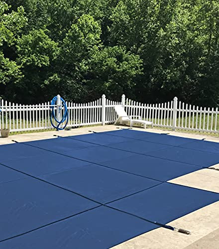WaterWarden Housse de sécurité creusée, convient aux piscines de 5,5 x 11,9 m + 1,2 x 1,8 m, décalage gauche de 6 m (6,1 x 10,5 m + 1,2 x 2,4 m), installation facile, cousue pour une résistance
