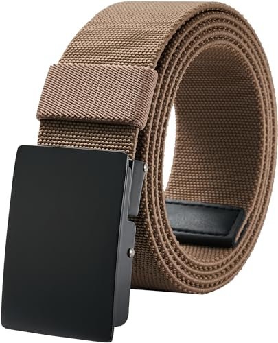 LionVII Elastische Gürtel für Herren Arbeit Nylon Canvas mit Metallschnalle 130cm (Braun)