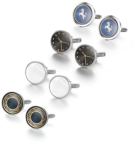 Wynameleri Klassische Pferdmanschettenknöpfe Set für Männer Business Hochzeit Happy Fathers Day, Dekor Zubehör für Business Geburtstag Personalisierte Marineblaue Manschettenknöpfe für Männer