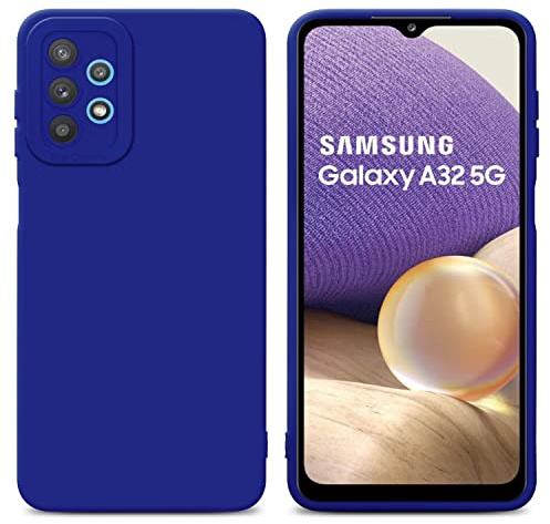 Cadorabo Hülle kompatibel mit Samsung Galaxy A32 5G Schutzhülle TPU Silikon Case Liquid Design mit Kameraschutz Slim Kratzfest Weiche Gummi mit Rundumschutz Case Hülle für Galaxy A32 5G in Blau