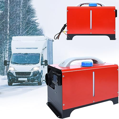 LZQ Riscaldamento diesel, 8 KW, riscaldamento diesel, 12 V, con telecomando, monitor LCD e silenziatore, per auto, camper, camper, camper, camper, rimorchi (rosso, tipo C)