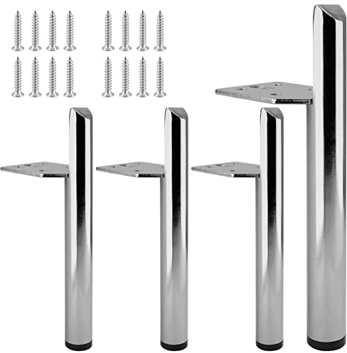 Cionyce 15,2 cm Sofa-Füße, 4 Stück, robuste Möbelbeine, Metall-Möbelfüße, Ersatz-Stahlbeine für Tisch, Kommode, TV-Ständer (Silber)