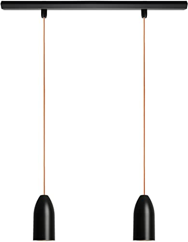 Buchenbusch urban design 2er Pendelleuchte schwarz (33 Kabelfarben) Küche Tisch kleiner Esstisch inkl. LED Beleuchtung GU10 dimmbar Beton edel black edition