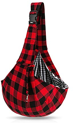 DOTBUY-SHOP Hundetasche,Hundetragetasche Hände Frei, Hundetragetuch bis 7 kg Reversibel Hundetragetuch Komfortabel und Langlebig für Outdoor-Abenteuer (Rot,one Size)