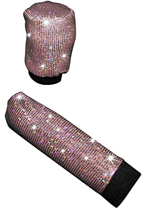 iSpchen Auto Handbremse Schaltknauf Dekoration Abdeckung Frauen Strass glänzend Schaltknauf Schutzhülle Bling Glitzer Schalthebel Abdeckung Auto Innenraum Dekor Zubehör