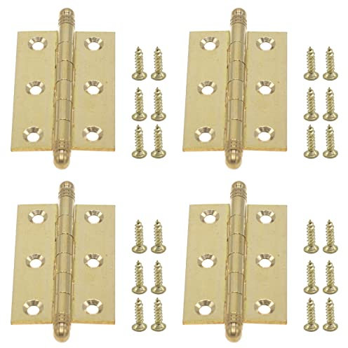 Joyangy Lot de 4 charnières de porte en laiton de 6,3 cm, mini charnières de porte pliantes décoratives pour armoire, petites charnières de porte à deux volets, charnière bout à bout poli avec vis de