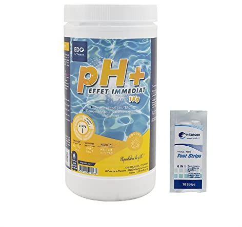 EDG by AQUALUX pH Plus Poudre - 1kg | Correcteur de pH Solide - Augmente Le pH + 10 Tests HPS OFFERTS 6 en 1