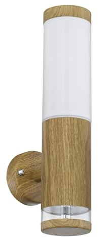 Globo Außenleuchte Edelstahl Holzoptik, 1Xe27