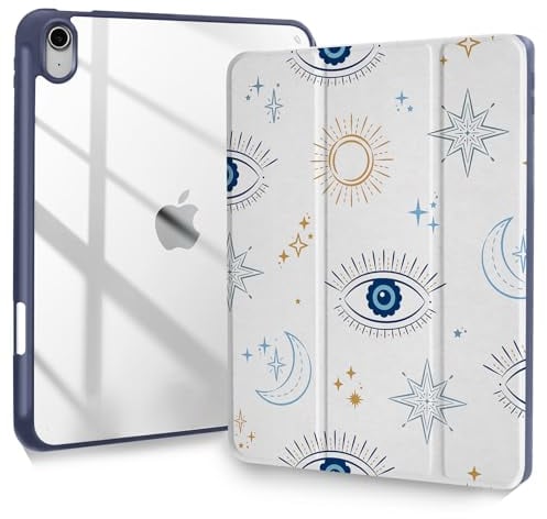 Trizoanic Schutzhülle für iPad 11. / 10. Generation 2025/2022, schlanke Hülle mit automatischer Aufwachfunktion, 2-Ständer- und Bleistiftschlitz, Anti-Gelb, transparent – Böser Blick