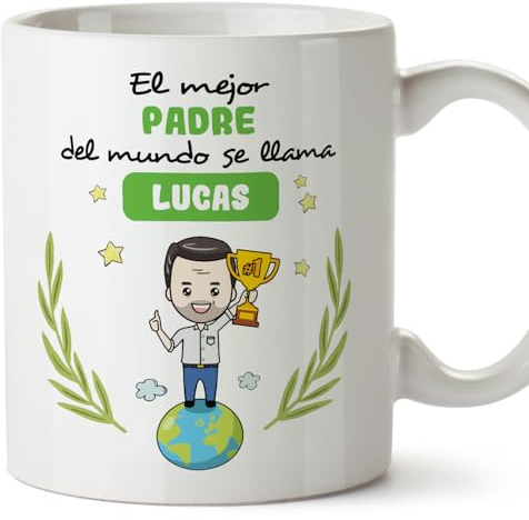 MUGFFINS Tazas Personalizadas para PADRE/PAPÁ - En Español - Eres Mejor del Mundo - 11 oz / 330 ml - Regalo personalizable original y divertido