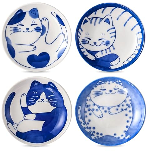 MEYAGOT 4 Pièces Bols À Sauce Soja En Céramique, Assiettes À Sauce Soja, Céramique Bols De Service Set, Assiettes Japonaises Bols En Céramique Pour Chat Petits Bols Pour Accompagnement