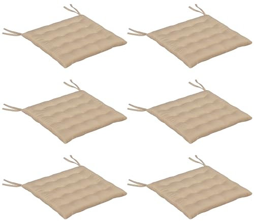 Outsunny Lot de 6 Coussins de Chaise de Jardin, Coussins extérieur capitonné, Grand Confort cm avec Attaches, dim. 40L x 40l cm Kaki