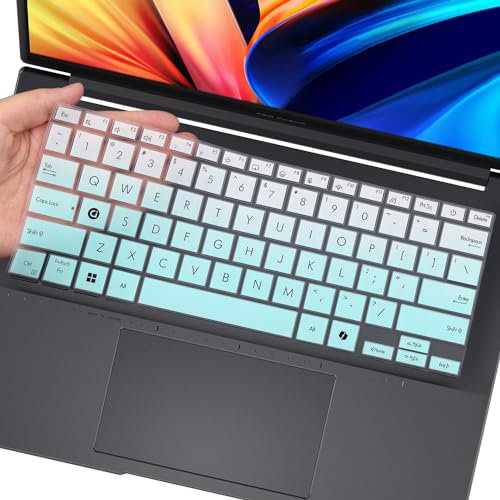 Funda de teclado para portátil ASUS Vivobook S 14 OLED M5406 S5406 S5406MA-AS96 de 14 pulgadas, nuevo Vivobook S 14 OLED de 14 pulgadas, teclado de diseño de EE. UU., color menta degradado