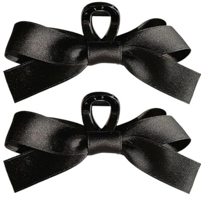 LAKJUOZ 2Pcs Pince À Cheveux Nœud Nœuds À Cheveux Pour Femmes Grandes Épingles À Cheveux Nœud Papillon Pinces À Cheveux En Satin Noir Avec Nœud Cheveux Élégants Pour Filles Et Enfants