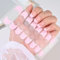 Pink French Tip Short Gels Semi Nail Strips Stickers, Cured Gel Nails Wraps with Lamp Starter Kit, Upgraded 16 Pieces Glossy Soft Self-Adhesive Salon-Quality Uv/LED Lamp Required
