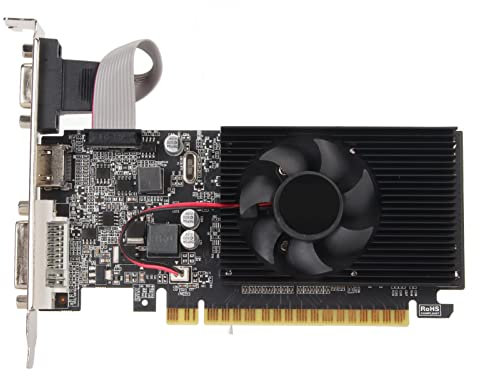 MENDUNER Carte Graphique GT610 1 Go DDR3, Prise en de L'interface Multimédia DVI VGA HD Carte Graphique de Jeu 64 Bits avec Ventilateur de Refroidissement Silencieux